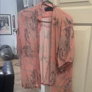 All Saints Pink Botanical Print Shirt